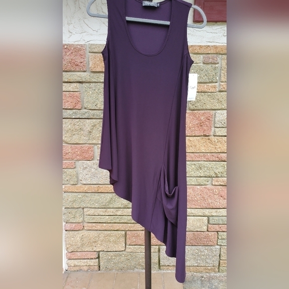 Sympli Go To Low Black Stretch purple women's Knit Tunic Top Size 6 - Picture 2 of 9